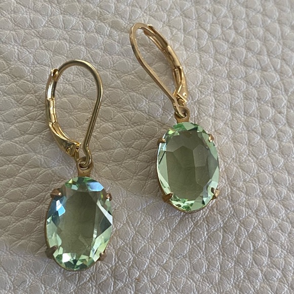 Chrysolite oval crystal earrings - Picture 2 of 5